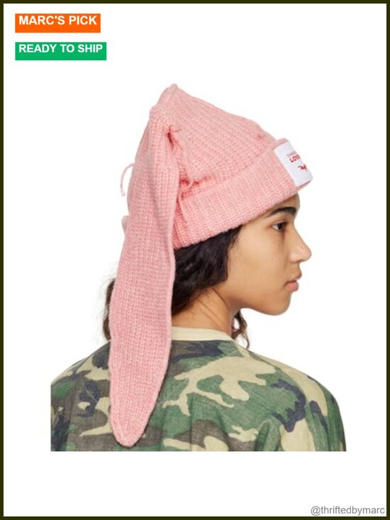 Knitted Cute Bunny Long Ear Hat Slouchy Cat Ear Crochet Fluffy Winter Warm